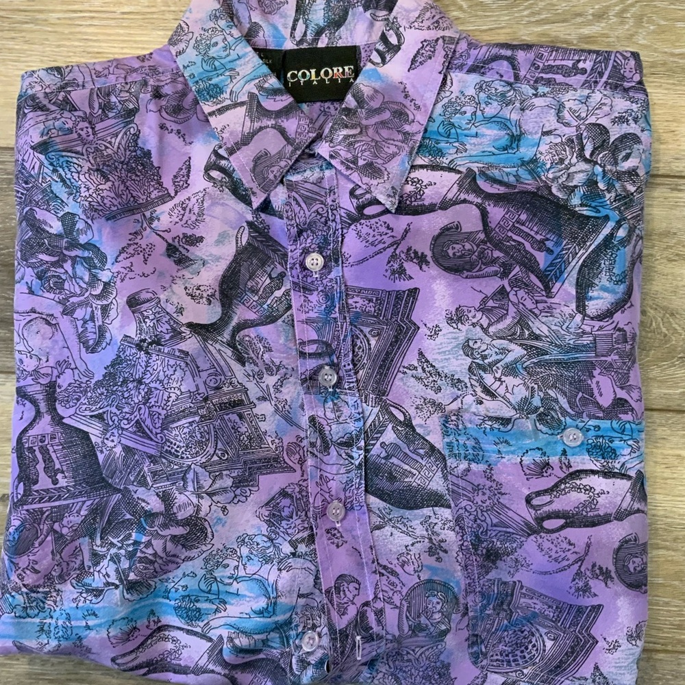Colors Italian silk long sleeve button down. Size L